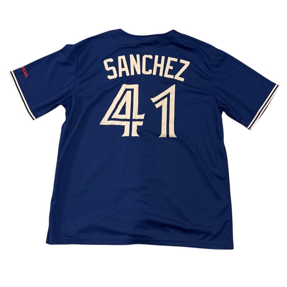 Blue Jays Jersey Sanchez 41 Adult XL Baseball MLB Logo Button Up 100% Polyester
